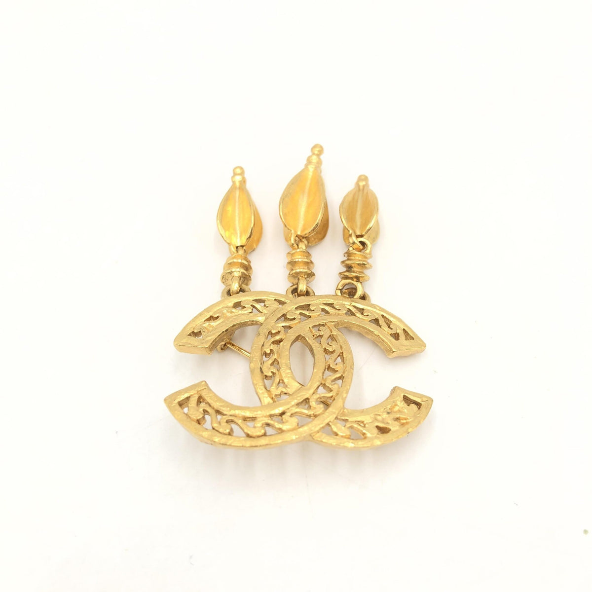 Chanel Gold Plated CC Logo Brooch
