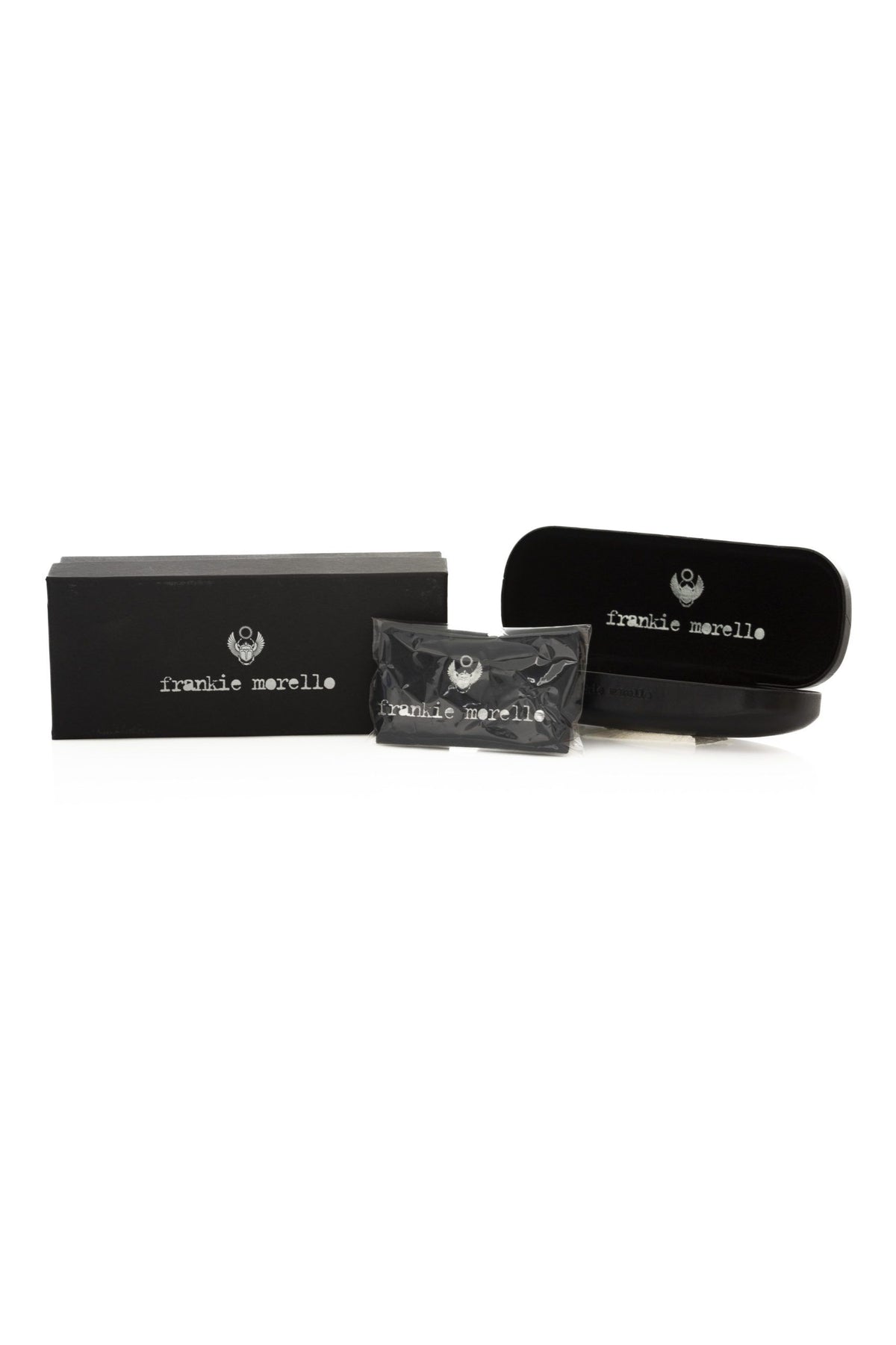 Frankie Morello Black Metallic Fibre Men Sunglasses